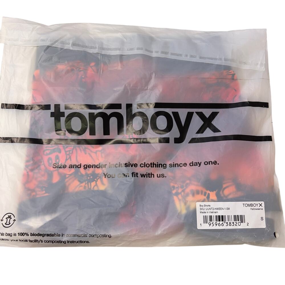TomboyX Boy Shorts Halloweenie Print Size S Gender Inclusive Underwear NEW